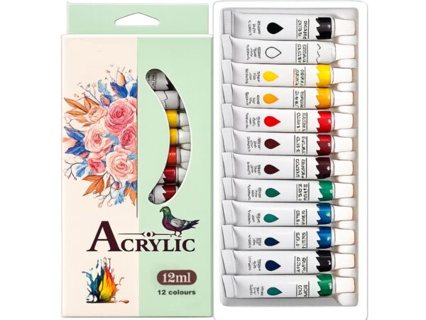 FARBY AKRYLOWE W TUBKACH 12szt 12ml