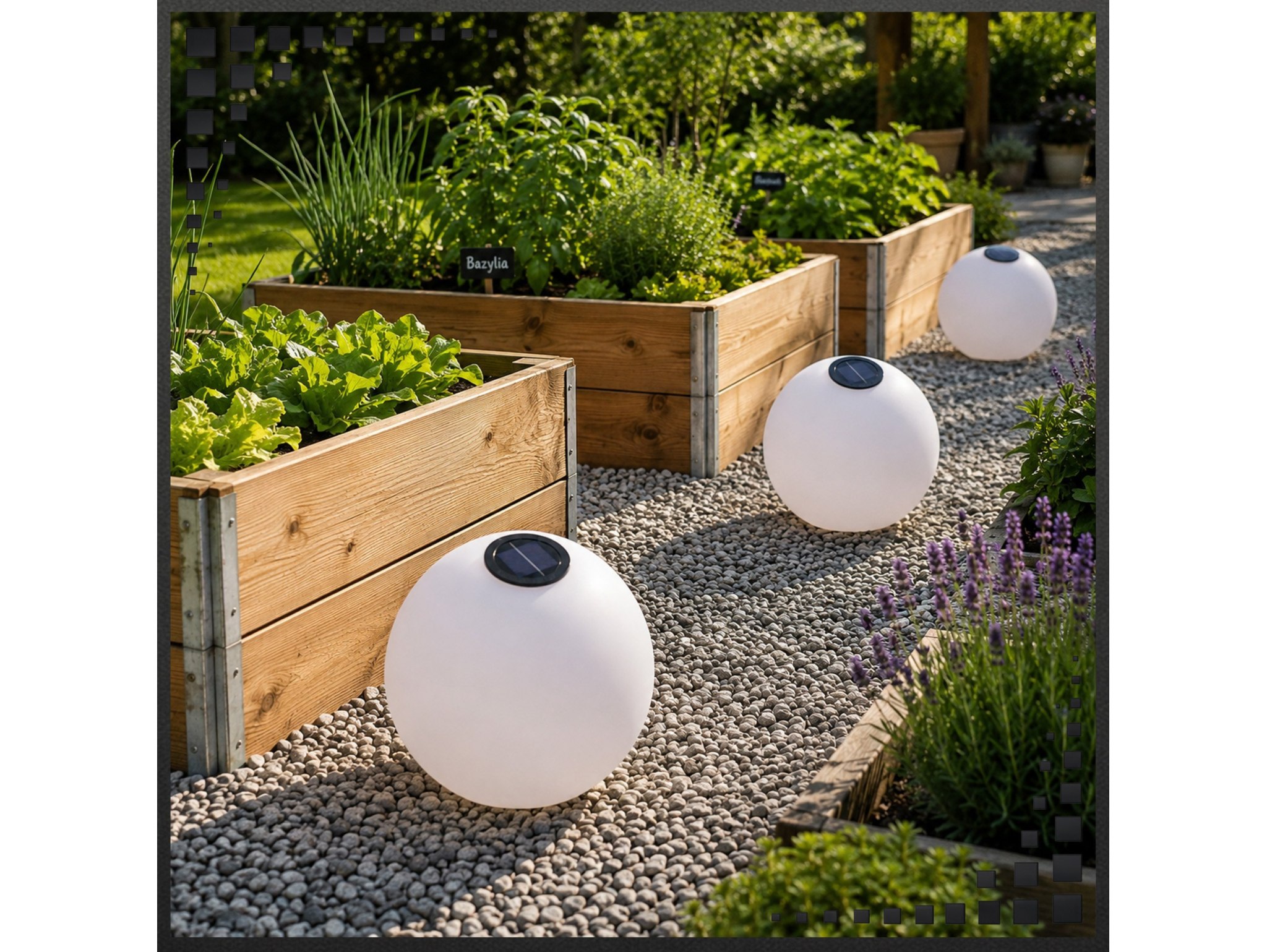LAMPION SOLARNY KULA 28CM 3 DIODY