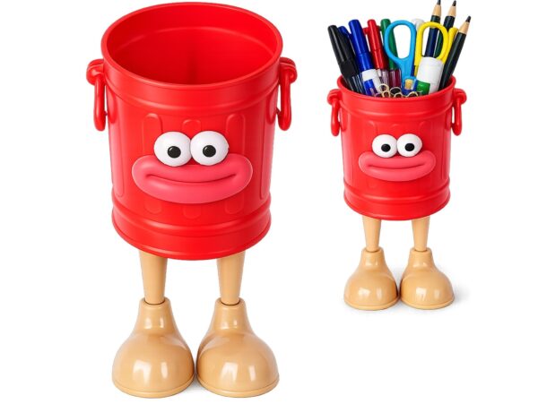POJEMNIK ORGANIZER NA DŁUGOPISY KOSZ NA ŚMIECI Z OCZAMI NA NOGACH 17x8CM