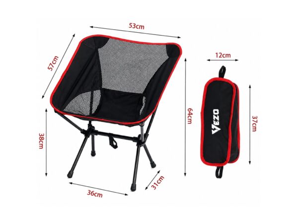 VEZO KRZESŁO TURYSTYCZNE WĘDKARSKIE SKŁADANE 120KG 65x46x5cm - czerwony