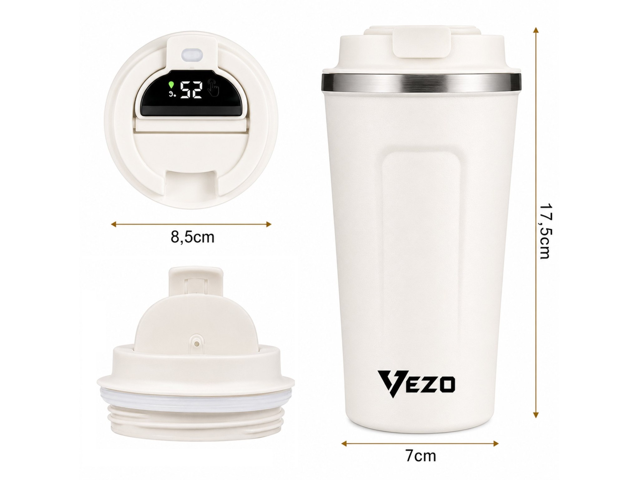 VEZO KUBEK TERMICZNY SMART LCD 500ML - biały