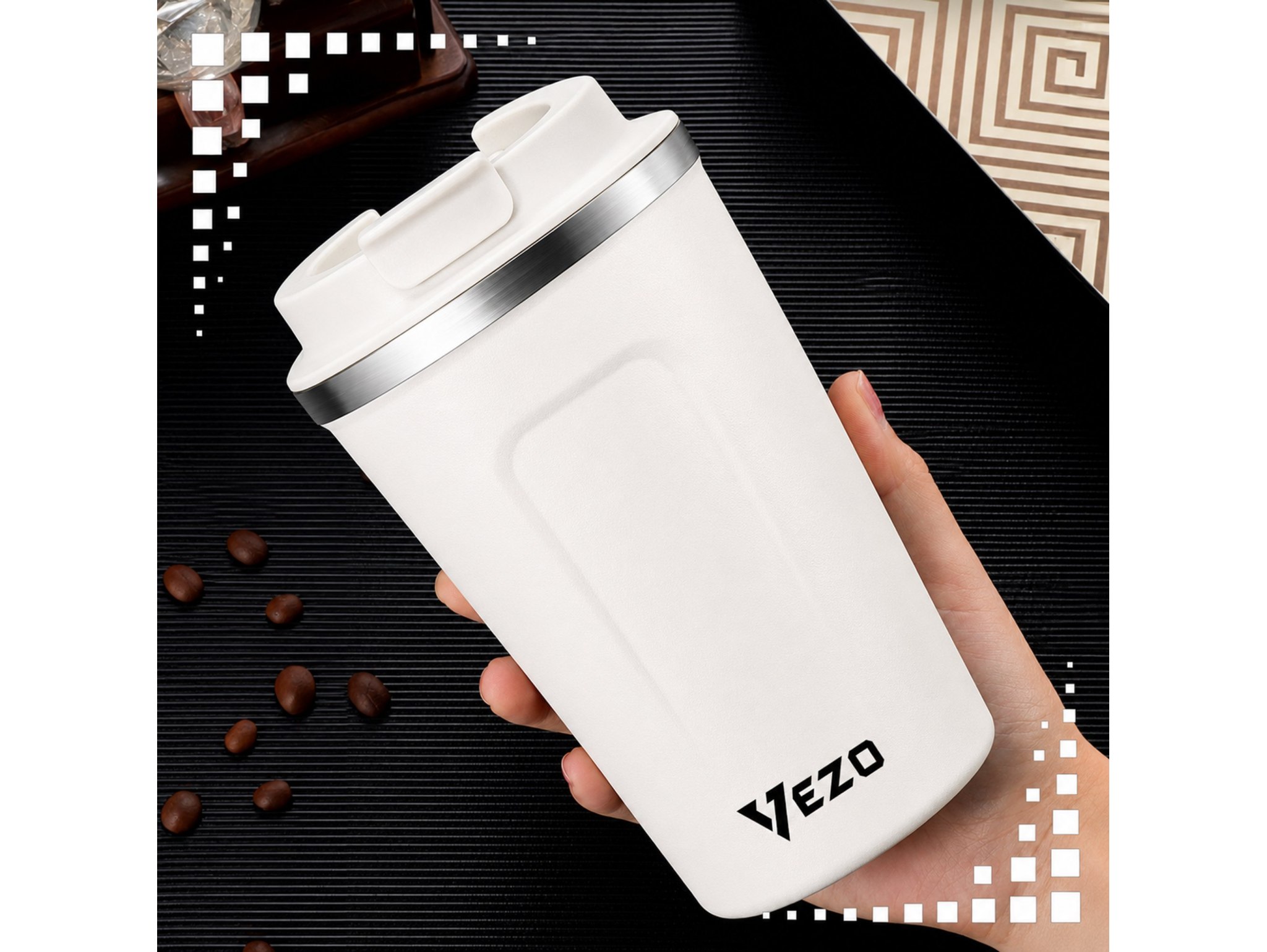 VEZO KUBEK TERMICZNY SMART LCD 500ML - biały