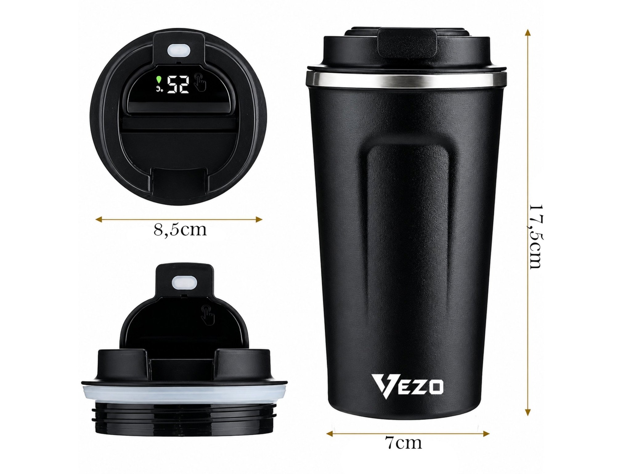 VEZO KUBEK TERMICZNY SMART LCD 500ML - czarny