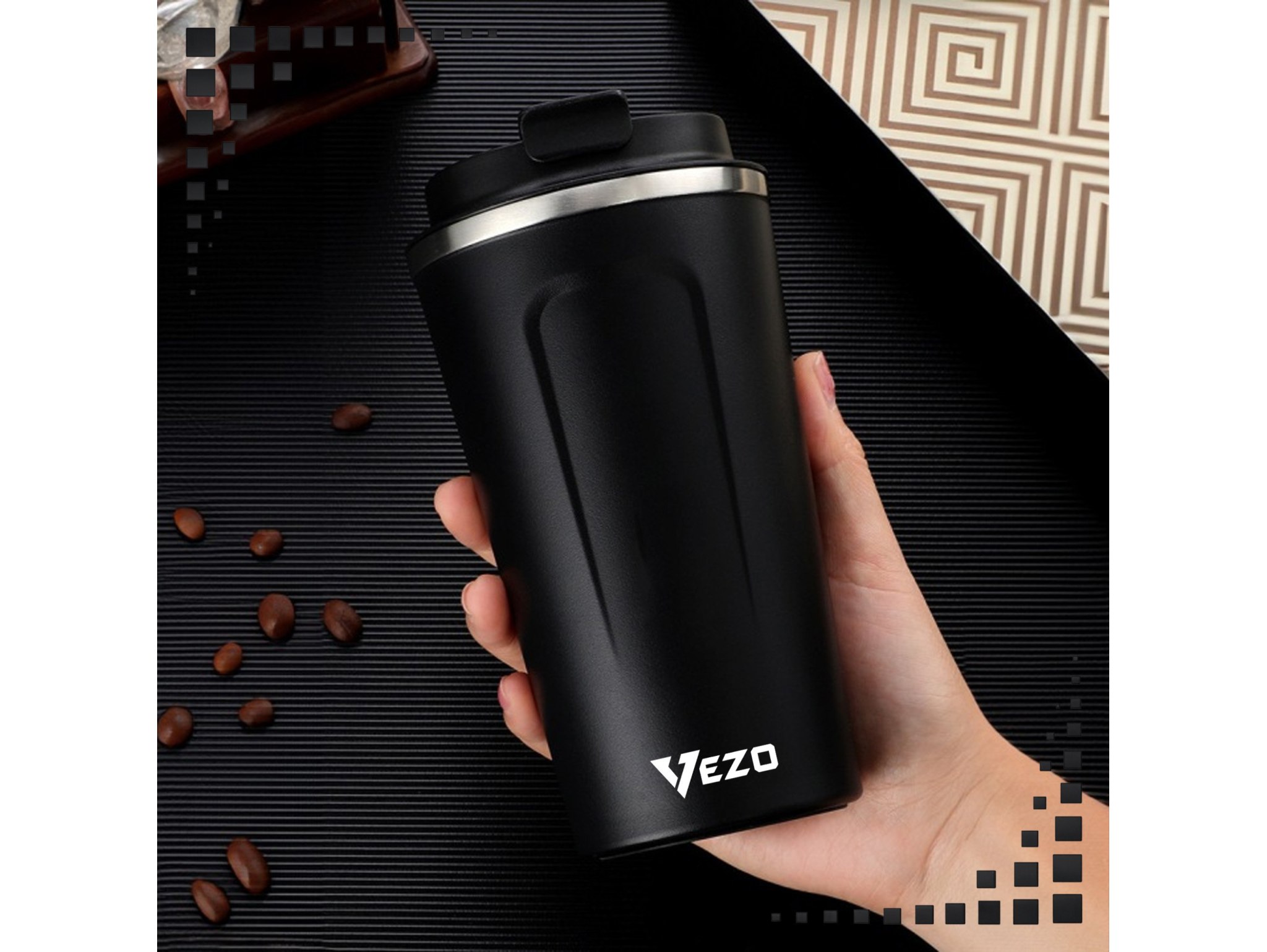VEZO KUBEK TERMICZNY SMART LCD 500ML - czarny